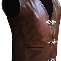 Mens Brown Leather Vest Biker Vest Motorcycle Biker Waistcoat Motorbike Vest - Ornate Impact