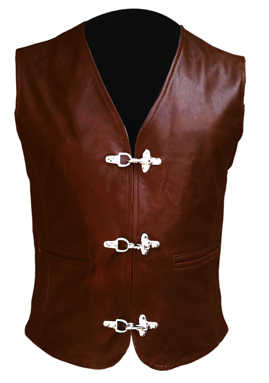 Mens Brown Leather Vest Biker Vest Motorcycle Biker Waistcoat Motorbike Vest - Ornate Impact