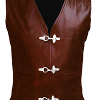 Mens Brown Leather Vest Biker Vest Motorcycle Biker Waistcoat Motorbike Vest - Ornate Impact