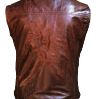 Mens Brown Leather Vest Biker Vest Motorcycle Biker Waistcoat Motorbike Vest - Ornate Impact