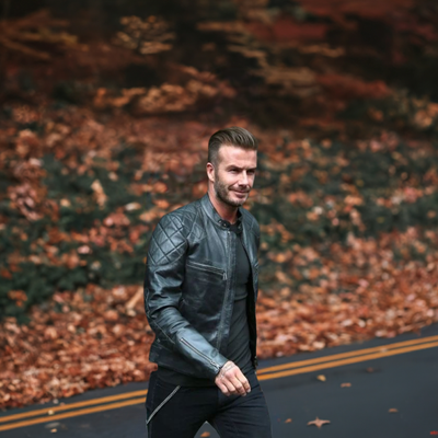 David Beckham Jacket Pure Black Leather Jacket Biker Motorcycle Motorbike Jacket - Ornate Impact