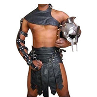 Mens Black Leather Traditional Kilt Utility Kilt Halloween Costume LARP - Ornate Impact