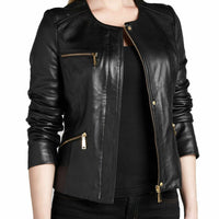 Black Leather Jacket Women Motorbike Jacket Motorcycle Biker Jacket Women