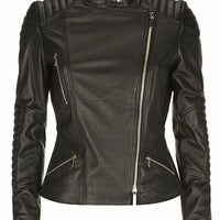 Womens Black Leather Jacket Motorbike Jacket Motorcycle Biker Ladies Leather Jacket