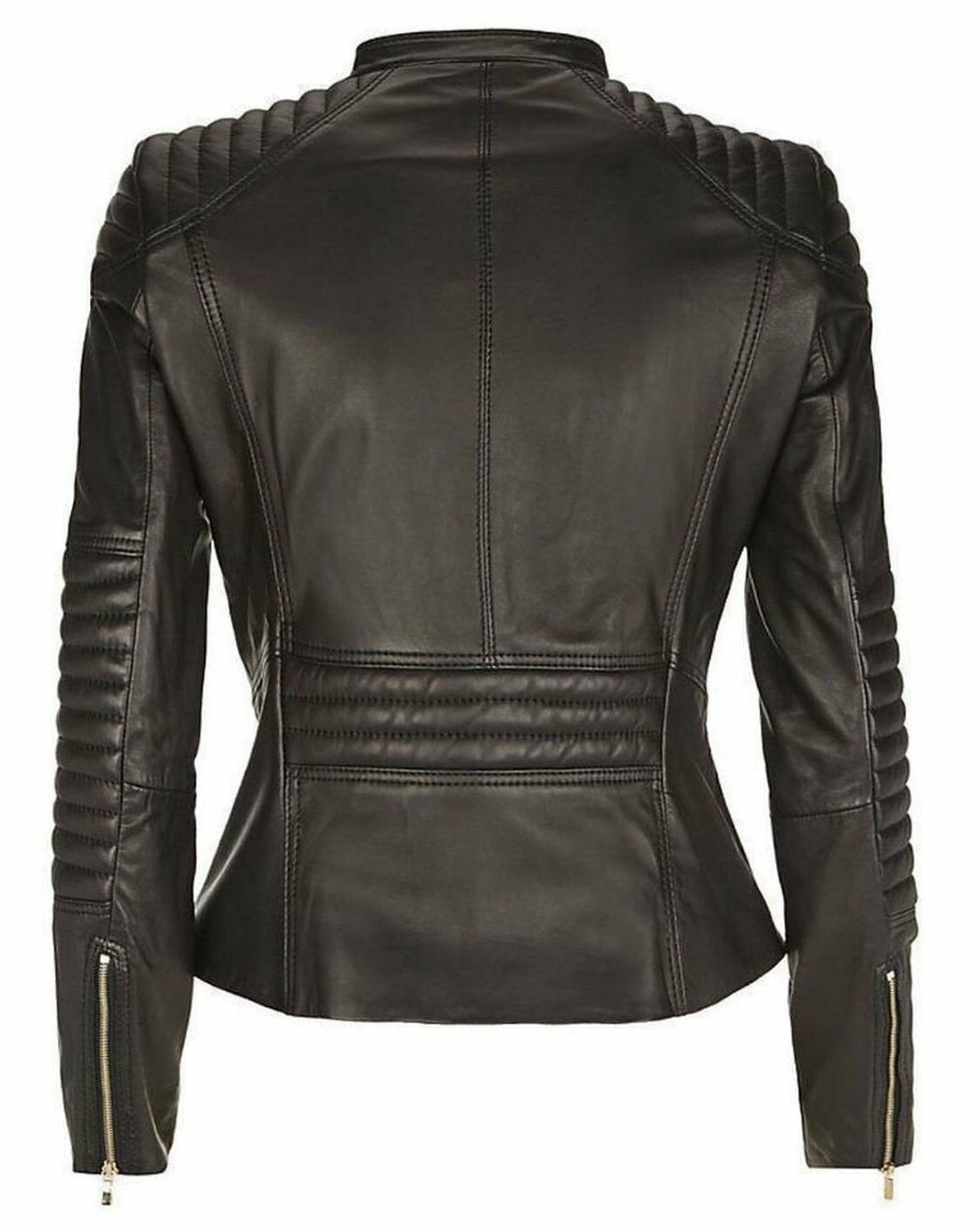 Womens Black Leather Jacket Motorbike Jacket Motorcycle Biker Ladies Leather Jacket