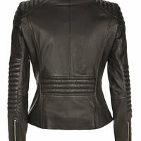 Womens Black Leather Jacket Motorbike Jacket Motorcycle Biker Ladies Leather Jacket