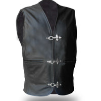 Mens Black Leather Vest Biker Vest Motorcycle Biker Waistcoat Motorbike Vest - Ornate Impact