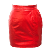 Women Red Leather Skirt Leather Mini Skirt nude Leather Shorts Victorian