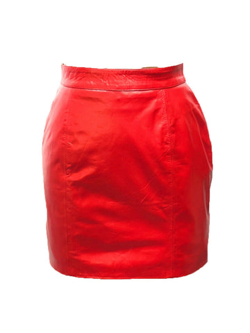 Women Red Leather Skirt Leather Mini Skirt nude Leather Shorts Victorian