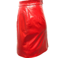 Women Red Leather Skirt Leather Mini Skirt nude Leather Shorts Victorian