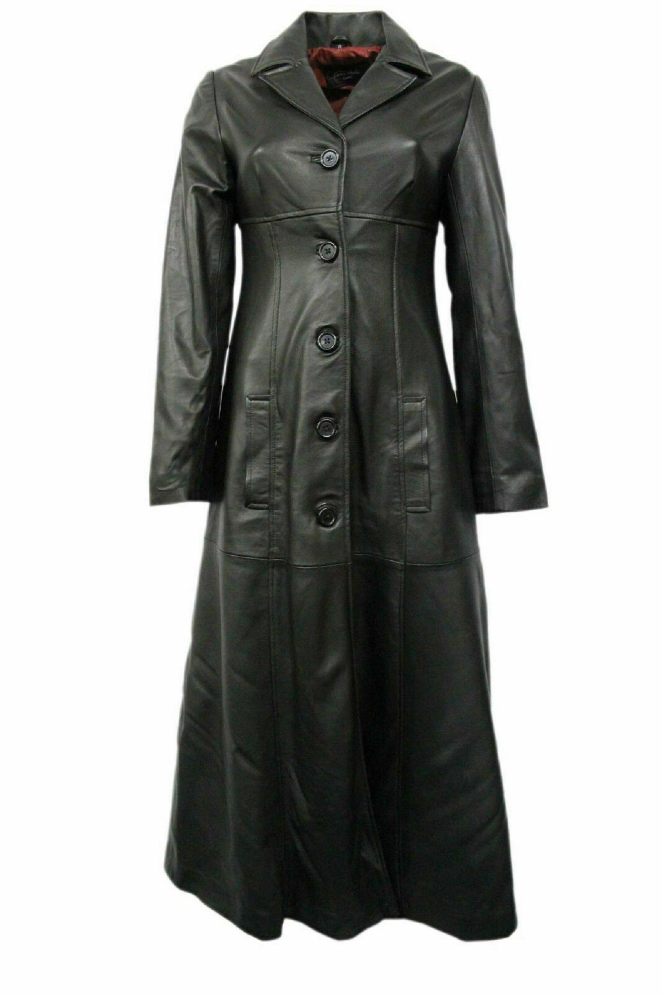 Womens Black Leather Jacket Trench Coat Steampunk Long Gothic Coat Winter Long Ladies Leather Jacket