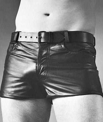 Mens Black Leather Shorts 501 Style Summer Shorts with Pockets Briefs - Ornate Impact