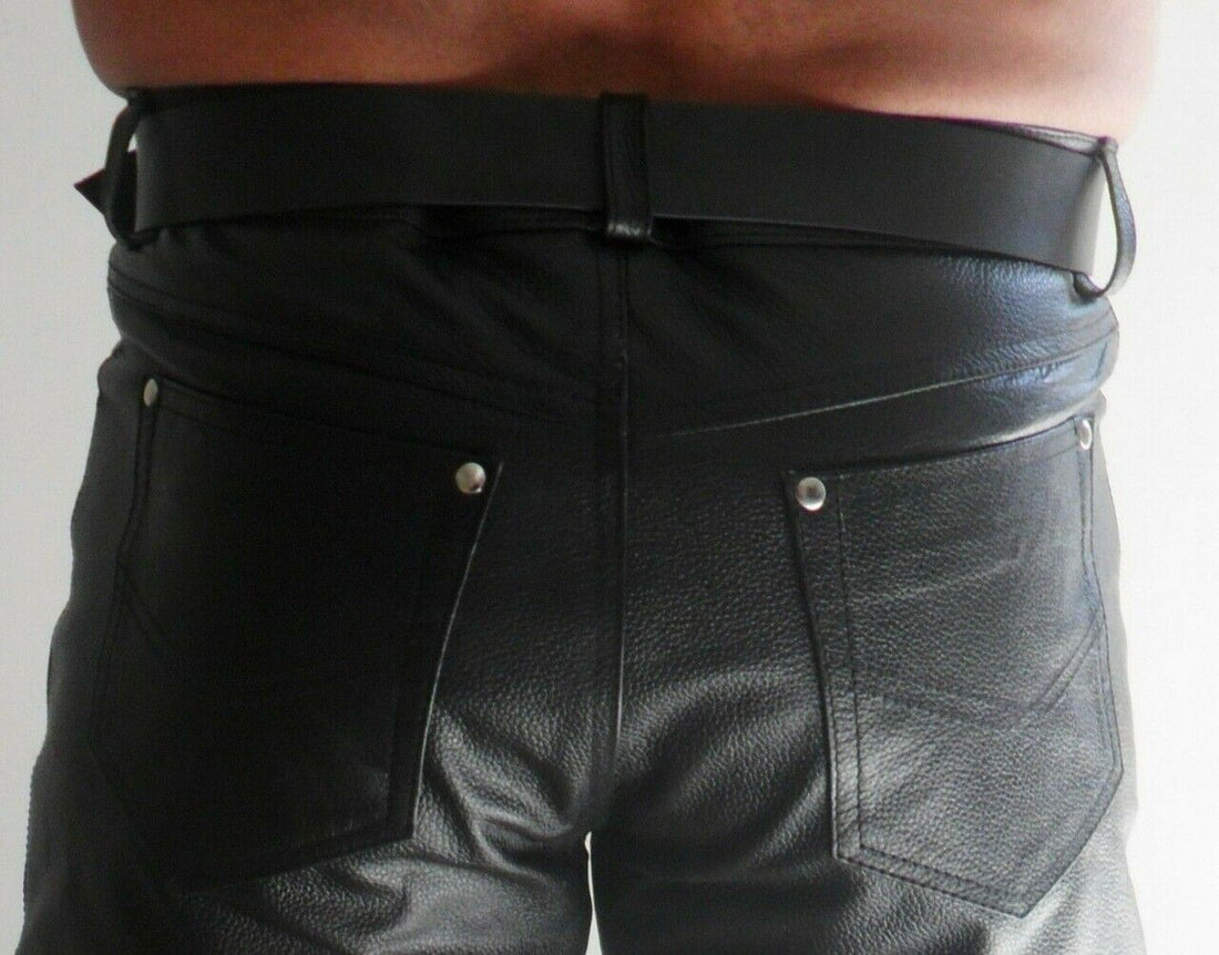 Mens Black Leather Shorts 501 Style Summer Shorts with Pockets Briefs - Ornate Impact