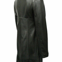 Womens Black Leather Jacket Trench Coat Steampunk Long Gothic Coat Winter Long Ladies Leather Jacket