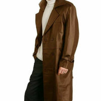 Mens Brown Leather Coat Steampunk Matrix Trench Coat Long Jacket - Ornate Impact