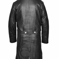 Mens Black Leather Coat Steampunk Trench Gothic Coat Double Breasted Leather Coats for Men Mens Leather Jackets