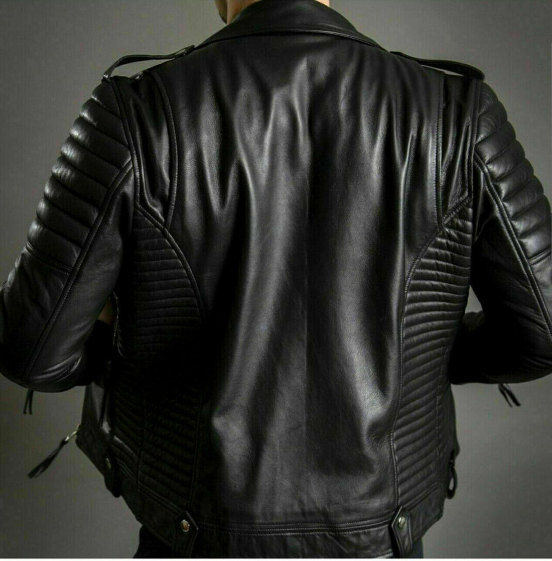 Mens Black Pure Leather Jacket Biker Motorcycle Jacket Motorbike Coat - Ornate Impact