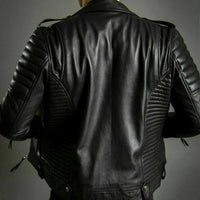 Mens Black Pure Leather Jacket Biker Motorcycle Jacket Motorbike Coat - Ornate Impact