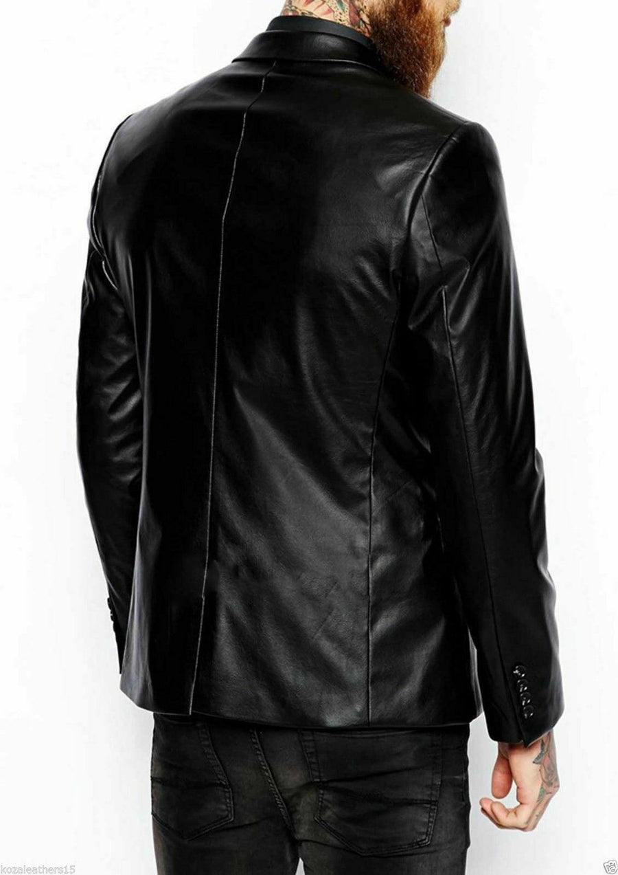 Mens Real Leather Coat Black Leather Coats for Men Male Leather Jacket Blazer