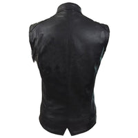 Womens Black Leather Vest Motorcycle Vest Motorbike Vest Waistcoat Biker Vest