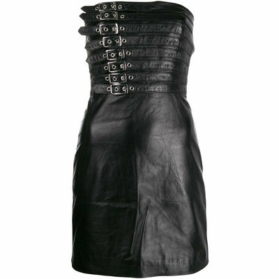 Black Leather Jacket Women Sleeveless Jacket Over Bust Corset Ladies Leather Jacket