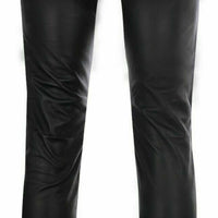 Mens Black Leather Pant 501 Style Biker Motorcycle Pants Trousers Jeans - Ornate Impact