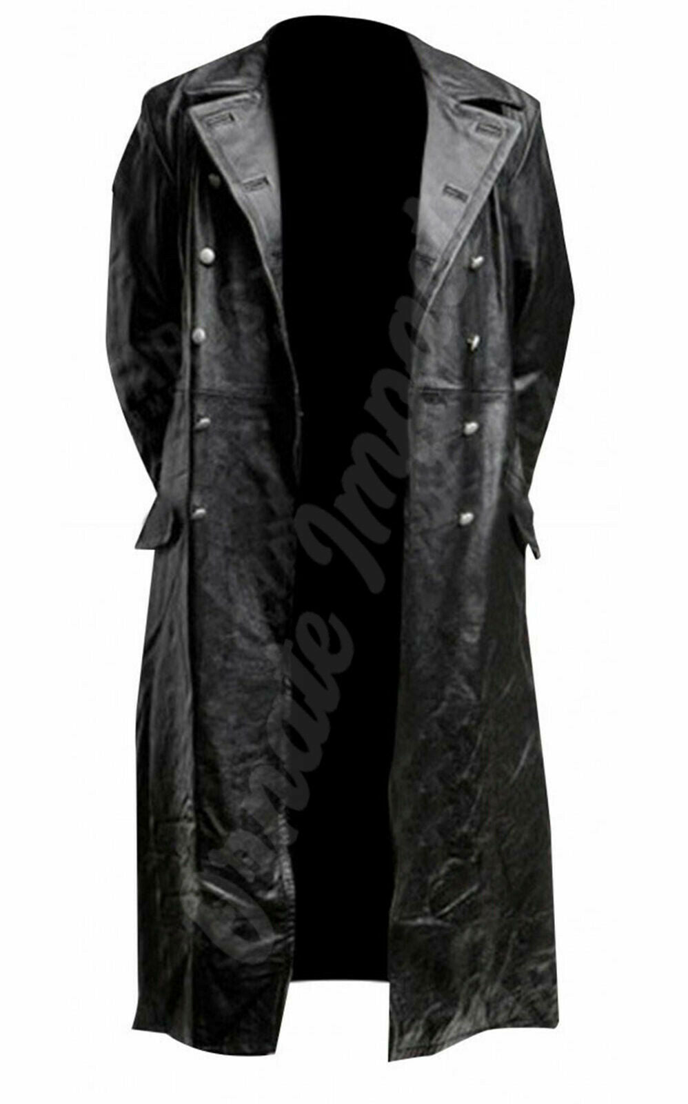 Mens Real Black Leather Coat Steampunk Trench Gothic Coat Double Breasted Leather Coats for Men Mens Leather Jackets