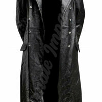 Mens Real Black Leather Coat Steampunk Trench Gothic Coat Double Breasted Leather Coats for Men Mens Leather Jackets