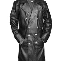 Mens Black Leather Coat Steampunk Trench Gothic Coat Double Breasted Leather Coats for Men Mens Leather Jackets