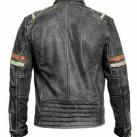 Mens Pure Leather Biker Jacket Motorcycle Tanned Jacket Motorbike Leather Moto Jacket