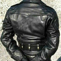 Mens Black Pure Cow Leather Jacket Biker Motorcycle Jacket Coat - Ornate Impact