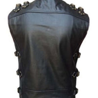 Mens Black Leather Vest Biker Motorbike Vest Motorcycle Vest Waistcoat - Ornate Impact