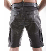 Mens Black Leather Shorts Leather Cargo Shorts Men Summer Shorts