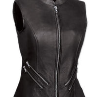 Black Leather Vest Womens Motorcycle Vest Motorbike Vest Biker Vest