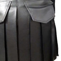 Mens Black Leather Traditional Kilt Utility Tartan Scottish Kilt Halloween Costume LARP - Ornate Impact