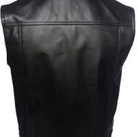 Mens Pure Black Leather Vest Biker Motorbike Vest Motorcycle Vest Waistcoat