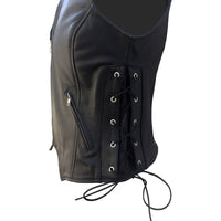 Black Leather Vest Womens Motorcycle Vest Motorbike Vest Waistcoat Biker Vest